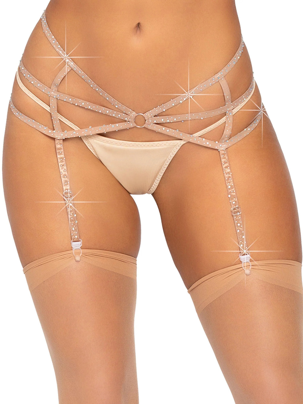 leg Avenue - EstÃ©e Rhinestone Garter Belt - NUDE
